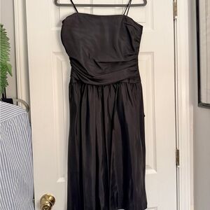 Vintage Zum Zum Black Satin Mini Cocktail Dress • Union Made • USA • Size Small